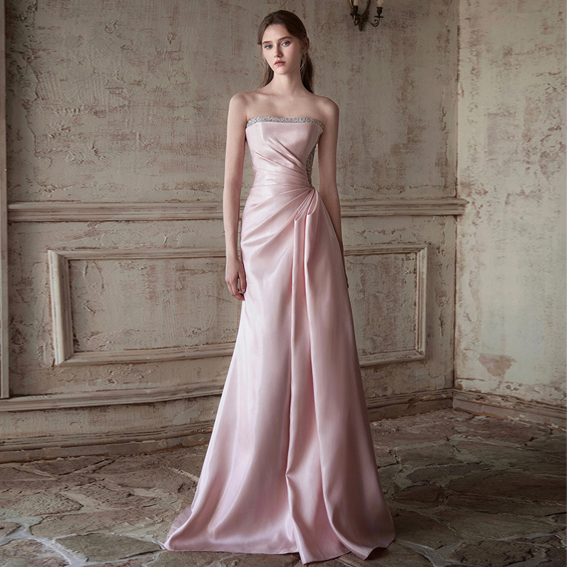 Toaster - Robe de soirée française rose sans